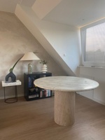 Table basse ronde extensible et convertible en marbre blanc/noir moderne pour hôtel et salon