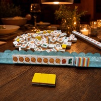 Lot en gros personnalisé OEM ODM de 160 tuiles de Mahjong américain rose gourmet en acrylique gravé à 4 couches – Cadeau