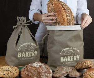 ถุงใส่ขนมปังแบบใช้ซ้ำได้สำหรับขนมปังโฮมเมด ถุงใส่ขนมปังซาวโดว์ขนาดใหญ่ 1 ใบเพื่อรักษาความสดใหม่ ถุงใส่ขนมปังผ้าฝ้ายพร้อมสายรัด - Product Image 4