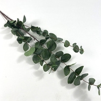 Nouveauté : Feuilles d'eucalyptus artificielles en soie vertes à 3 branches, tige de 100 cm, pour bouquet de fleurs, décoration de pot à la maison