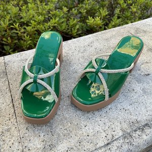 Zapatillas <span class=keywords><strong>de</strong></span> Casa <span class=keywords><strong>de</strong></span> otoño para mujer, piel <span class=keywords><strong>de</strong></span> oveja, punto, Boca <span class=keywords><strong>de</strong></span> <span class=keywords><strong>pescado</strong></span>, Peep Toe, patrón <span class=keywords><strong>de</strong></span> leopardo, <span class=keywords><strong>chanclas</strong></span> decorativas con lazo ajustable - Product Image 2