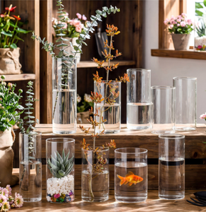 Venta al por Mayor de Floreros Cilíndricos de Vidrio Transparente en Varios Tamaños para Decoración de Bodas, Hogar y Cafeterías - Product Image 3