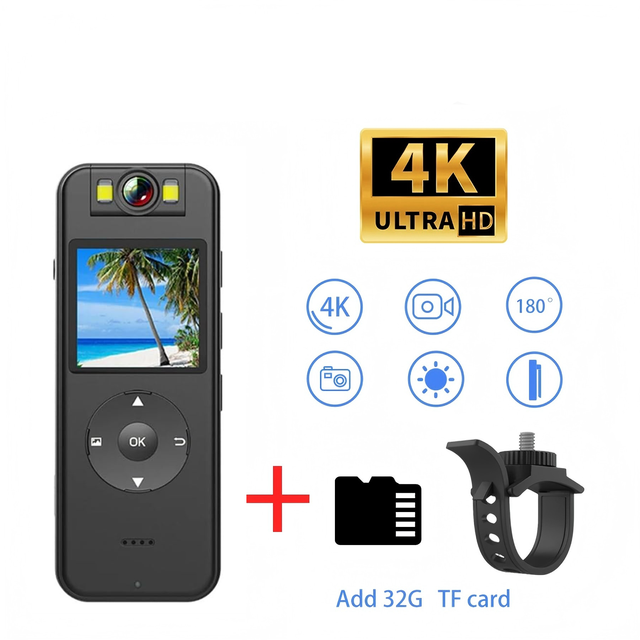 QZT 4K HD 180 Degree Rotating Outdoor Camera Bike Wearable Clip Camera Wifi Night Vision Camera