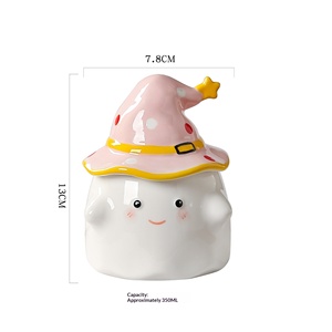 Taza de Cerámica de Alta Calidad con Diseño de <span class=keywords><strong>Fantasma</strong></span> de Dibujos Animados, con Tapa, Regalo para Niñas y Novias - Product Image 5