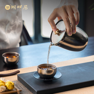 เลคไซด์ เรซิเดนซ์ชุดน้ำชาไทเทเนียมบริสุทธิ์ กาชงชาหนึ่งใบ ถ้วยสามใบ น้ำหนักเบา พกพาสะดวก อุปกรณ์สำหรับการเดินทางและตั้งแคมป์ - Product Image 2