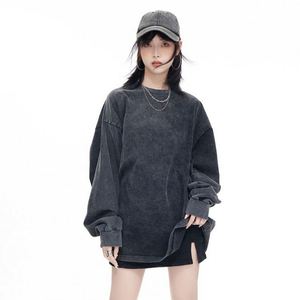 230g Cotton Casual Heavy Dressed T-shirt Long Sleeve Large Size Shoulder-<b>drop</b> Washed Vintage Autumn Loose Fit T Shirts - Product Image 1
