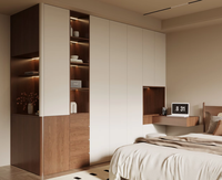 Armoire de chambre contemporaine, gain de place, écologique, avec bureau d'angle intégré, meuble de rangement sur mesure pour hôtel, école, centre commercial