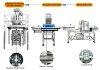 Mesin Pengemas Granul Snack VFFS Vertical Packer + Multi Head Weigher + Sistem Pemeriksaan Berat Deteksi Logam Konveyor