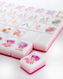 <span class=keywords><strong>Jeu</strong></span> <span class=keywords><strong>de</strong></span> Mahjong américain <span class=keywords><strong>de</strong></span> luxe, rose bonbon, motif fée sorbet, 32 tuiles, 4 couches, en acrylique, portable, OEM ODM, pour femmes - Product Image 2