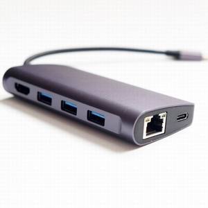 Hot Selling 8 1 Type C USB <strong>Hub</strong> for Macbook 4K Resolution 4 <strong>Interfaces</strong> USB 3.0 RJ45 SD Charging <strong>Data</strong> Made Aluminium Alloy - Product Image 3