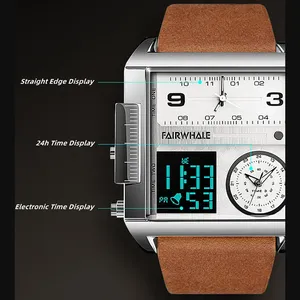 <span class=keywords><strong>Reloj</strong></span> <span class=keywords><strong>de</strong></span> Cuarzo para Hombre Mark Fairwhale, Esfera Cuadrada y Redonda Combinadas, <span class=keywords><strong>Tres</strong></span> Zonas Horarias, Caja <span class=keywords><strong>de</strong></span> Acero <span class=keywords><strong>de</strong></span> 50 mm, Correa <span class=keywords><strong>de</strong></span> Cuero, <span class=keywords><strong>Reloj</strong></span> Deportivo <span class=keywords><strong>de</strong></span> Pulsera - Product Image 3