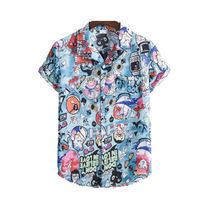 Chemise hawaïenne pour homme à manches courtes, imprimé dessin animé, respirante, col rabattu, pour les vacances - Product Image 3