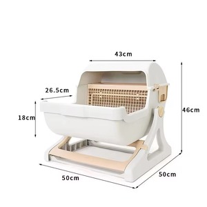 Caja de arena para gatos con volcado abierto y accesorios Bandeja de arena para gatos perezosos semicerrada para inodoro semiautomático extra grande para mascotas - Product Image 6