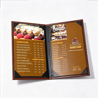 Porte-menu de restaurant en cuir PU personnalisé, couverture rigide, dossier de menu de café, porte-menu d'hôtel avec poches transparentes