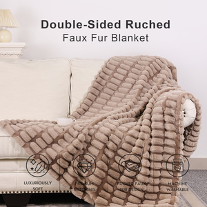 Couverture en fausse fourrure épaisse <span class=keywords><strong>et</strong></span> douce, motif flèches blanches, double face, couverture de luxe en fausse fourrure pour lit - Product Image 2