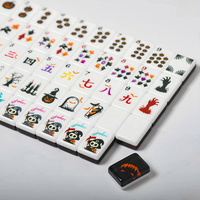 Jeu de Mahjong en Acrylique Thème Halloween Base Sombre, Pliable et Portable, avec Impression de Dessins Animés Horreur Mignons, Tuiles de Mahjong Solides à Double Couche