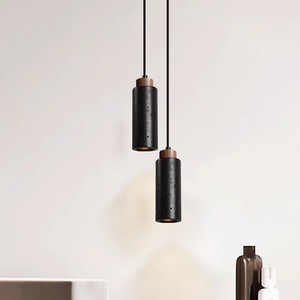 Luminaire suspendu en travertin noir, rond, à LED, à tête unique, éclairage pour chambre d'hôtel - Product Image 3