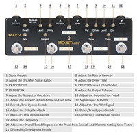 Meilleure pédale multi-effets OEM SOL918 5-en-1 pour guitare acoustique/électrique avec modèles de réverbération, de delay, d'overdrive, de distorsion, d'ampli et de fuzz