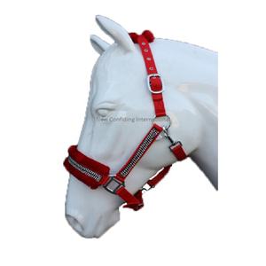Collar de cabeza de cristal suave para caballo, halter de lana acolchado y ajustable, equipo ecuestre para caballo am603 - Product Image 1