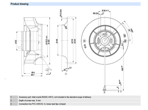 Ventilador Centrífugo EC EBM-PAPST R1G225-RA15-10/A03 de 225 mm, 230 V, Alta Eficiencia, 180 W, 1200 m³/h, 650 Pa, 1.3 A, 3500 RPM, Bajo Ruido, para HVAC - Product Image 3