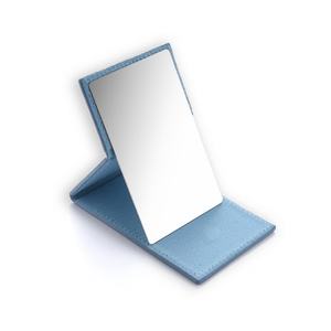 Wholesale Portable Blue PU Leather Luxury Folding <b>Rectangle</b> Makeup Folding <b>Mirror</b> - Product Image 6