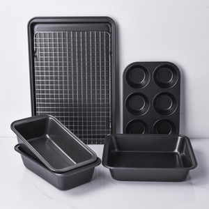 Bakeware Set 5 Piece Non Stick Bread Pan Muffin Tin Baking Tray Cooling Rack For Cake And Bread Making - Product Image 2