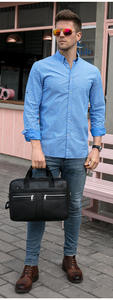 Maletín para Portátil, Bolso de Mano para Hombre, Cuero Vacuno Genuino, Estilo Europeo, para Viaje - Product Image 4