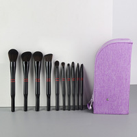 Ensemble de 10 pinceaux de maquillage synthétiques portables en aluminium de qualité supérieure, personnalisables, pour costumes, vente en gros OEM