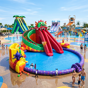Parc aquatique gonflable géant d'extérieur sur le thème de l'océan, ensemble de toboggans aquatiques multifonctions, prix des parcs aquatiques gonflables - Product Image 1