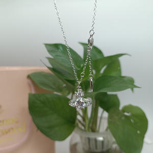 Collar de Saturno de Plata 925 Bañado en Oro con Circonitas para Mujer, Estilo Empress Dowager, Cadena de Clavícula de Eslabones de Moda - Product Image 4