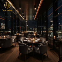 Meubles de restaurant élégants Ron Group, table ronde en marbre personnalisée, chaise confortable avec revêtement en velours pour hôtel