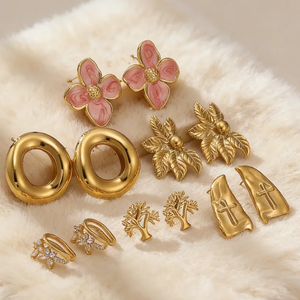 Pendientes de Botón Asimétricos de Alta Calidad para Mujer, Recubiertos con PVD, Chapados en Oro Real de 18K, Acero Inoxidable 304, Accesorios Elegantes - Product Image 5