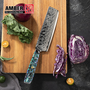 10 Uds. Más vendido, cuchillos de cocina japoneses profesionales de Damasco de acero VG10 de 45 capas con mango de concha de abulón de mar profundo Real - Product Image 4