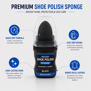 Instant Plastic Liquid Shoe <b>Polish</b> <b>Black</b> Nourishes & Shines Quick & Easy Application - Product Image 2