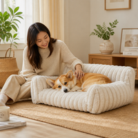 Coussin pour chien et chat tout confort toutes saisons avec housse amovible, lit chaud d'hiver pour petits et moyens chiens, fournitures pour animaux de compagnie, canapé pour chats