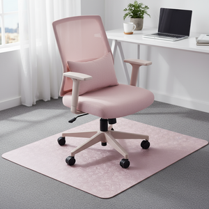 سجادة كرسي مكتب وردية بنقش الورود للسجاد، سجادة مكتب مزينة بالمسامير للأرضيات المغطاة بالسجاد قليل الكثافة، سجادة واقية للسجاد - Product Image 1