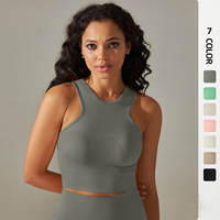 Soutien-gorge de sport transfrontalier Europe-Amérique sans coutures, mi-long, couleur unie, haute élasticité, bretelles croisées, maintien élevé