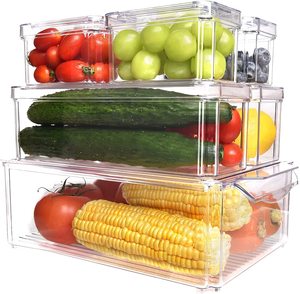 Set Of 6 Refrigerator Organizer Bins - Stackable Fridge Organizers with  Cutout Handles for Freezer, Kitchen, Countertops, Cabinets - Clear Plastic