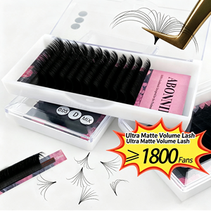 Extensions de cils volume Easy Fan DIY personnalisées, extensions de cils en velours noir mat, vente en gros, faux cils marque privée - Product Image 2