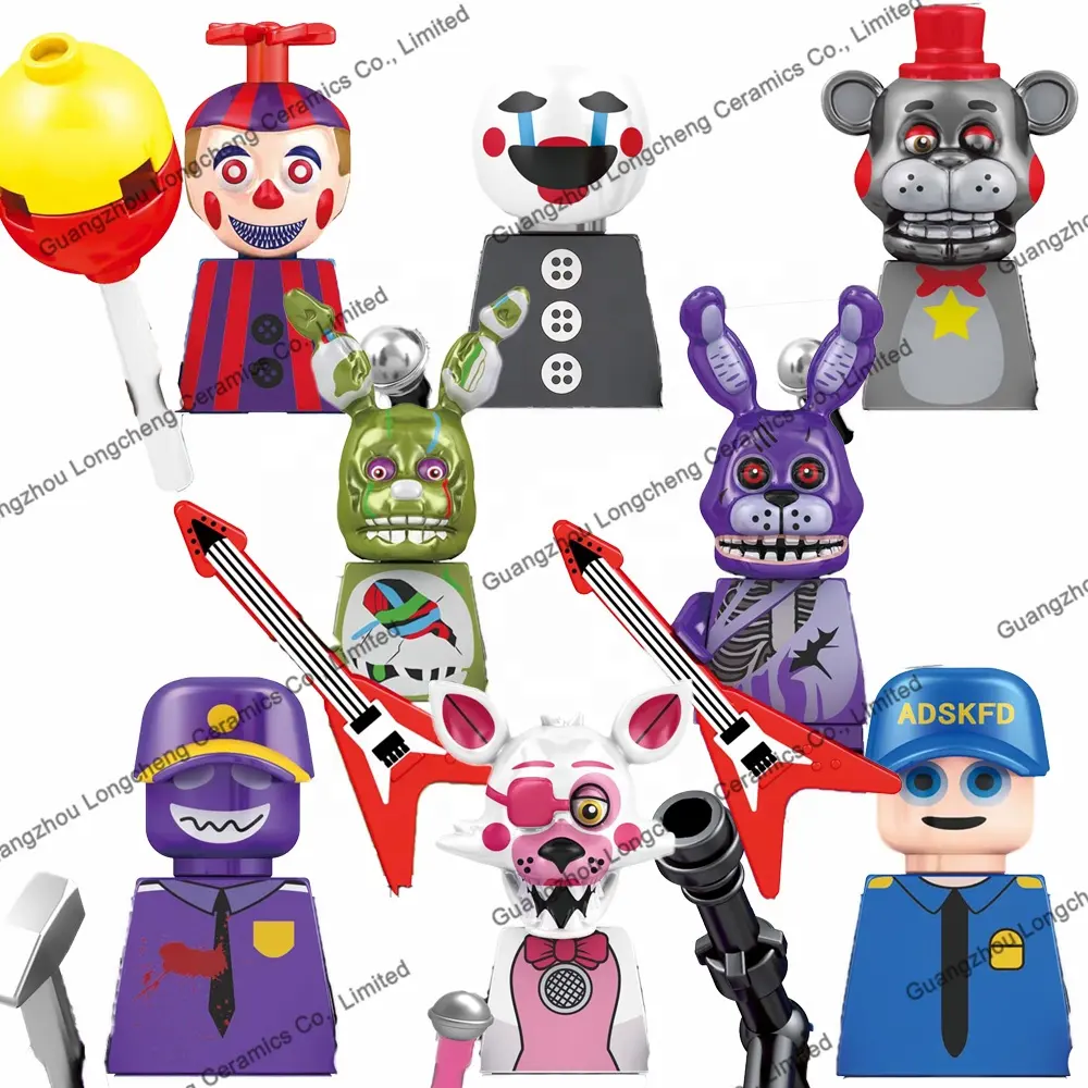 Hot horor Game FNAF Freddy polisi kelinci Foxy intraft balok susun Mini figur ABS plastik mainan edukasi anak-anak KF6122