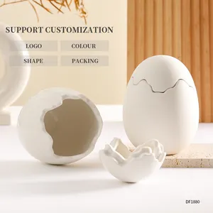 Portacandele in ceramica con coperchi, forma a guscio d'uovo creativa, riempito con barattoli di cera di soia, logo personalizzato