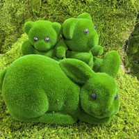 NINI Ours en herbe artificielle de luxe fait main, imperméable, en mousse, vert, pour la décoration intérieure, du bureau, du jardin