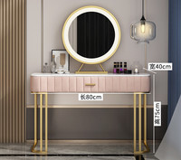 Table de maquillage moderne et contemporaine en bois massif avec miroir éclairé et dimensions personnalisables