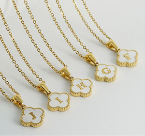 Chữ Cái Ban Đầu Thép Không Gỉ Mặt Dây Chuyền Vòng Cổ Set Cho Phụ Nữ Bốn Lá Clover Z Bảng Chữ Cái Tùy Chỉnh Đồ Trang Sức Với Liên Kết Chuỗi - Product Image 2