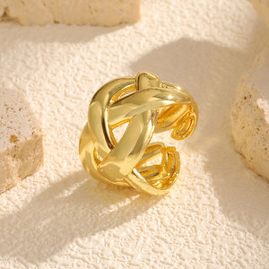 Bague Ouverte Femme Cuivre Brillant Tissé Or - Product Image 2