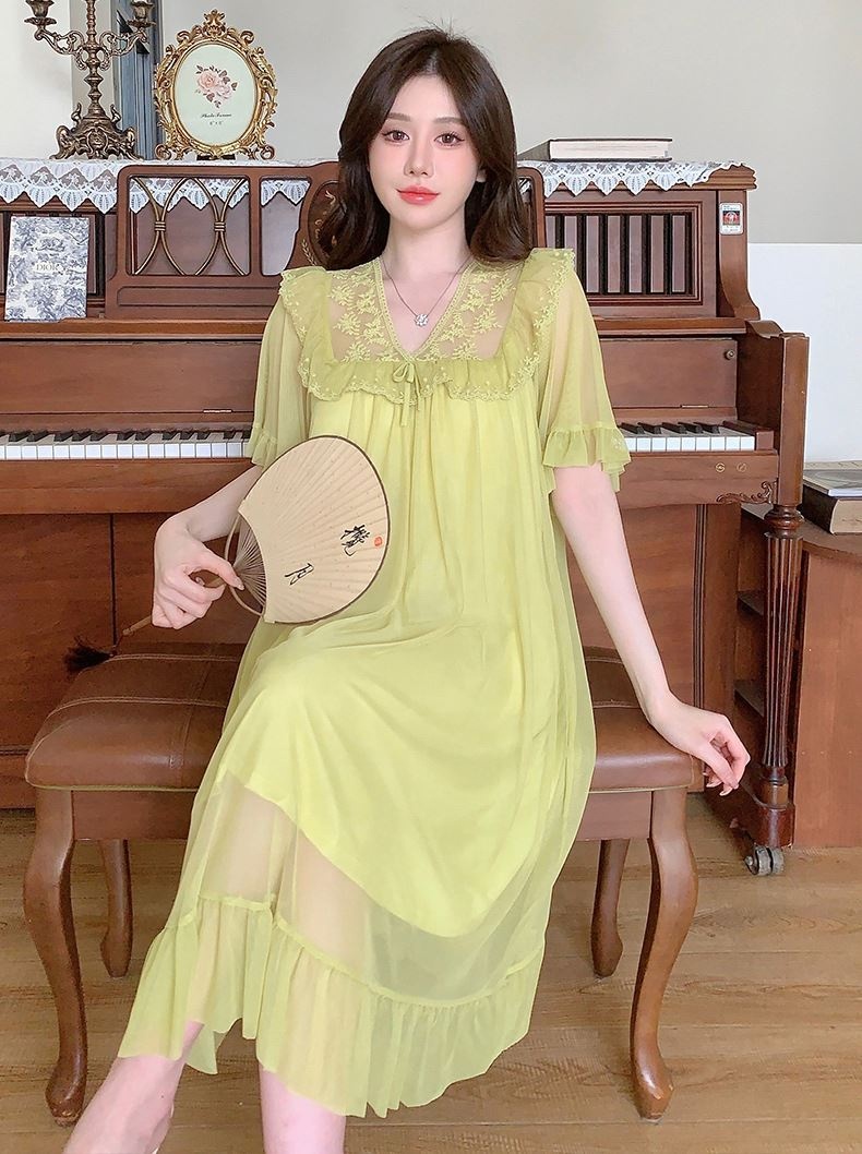 Wholesale Vintage Modal Fabric Gowns - Short Transparent Sleepwear