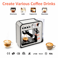 Machine à café expresso électrique 19 bars en acier inoxydable, pour dose simple ou double, cappuccino, pour usage domestique ou hôtelier