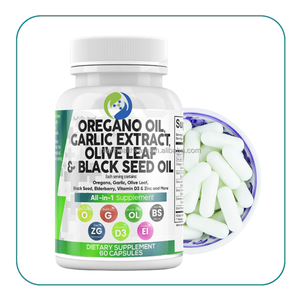 Capsules d'huile d'origan de marque privée d'extrait de feuille d'<span class=keywords><strong>ail</strong></span> d'olivier tout <span class=keywords><strong>en</strong></span> un capsules molles d'huile de graines noires d'huile d'origan <span class=keywords><strong>en</strong></span> vrac biologique - Product Image 1