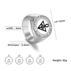 Anello R015 Ordem Rosacruz AMORC, Ordo Rosae Crucis Antiquus Mysticusque, Amuleto Talismano, Anelli in Acciaio Inossidabile Tagliati al <span class=keywords><strong>Laser</strong></span> - Product Image 4