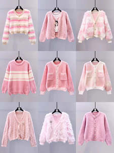 Maglione coreano dolce da <span class=keywords><strong>donna</strong></span> <span class=keywords><strong>Cardigan</strong></span> a maglia corta 2025 autunno e inverno nuovo Top stile pigro che riduce la ciliegia - Product Image 5